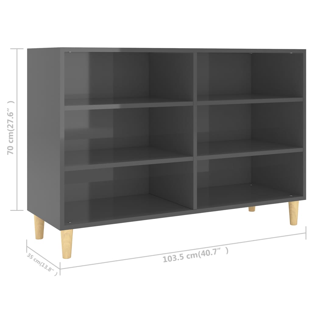 Sideboard Hochglanz-Grau 103,5x35x70 cm Spanplatte