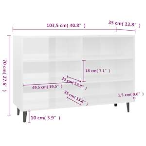Příborník bílý s vysokým leskem 103,5x35x70 cm kompozitní dřevo - obrázek 6
