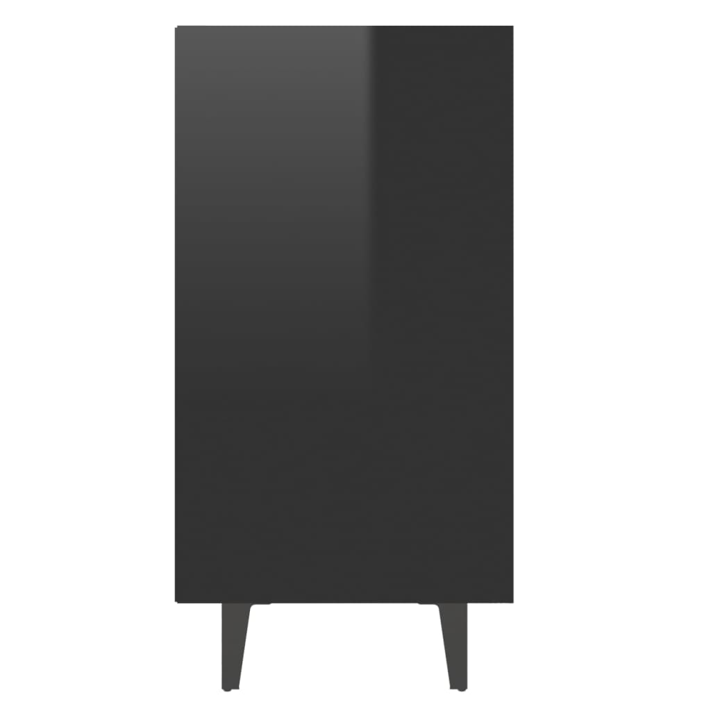 magasfényű fekete forgácslap tálalószekrény 103,5 x 35 x 70 cm