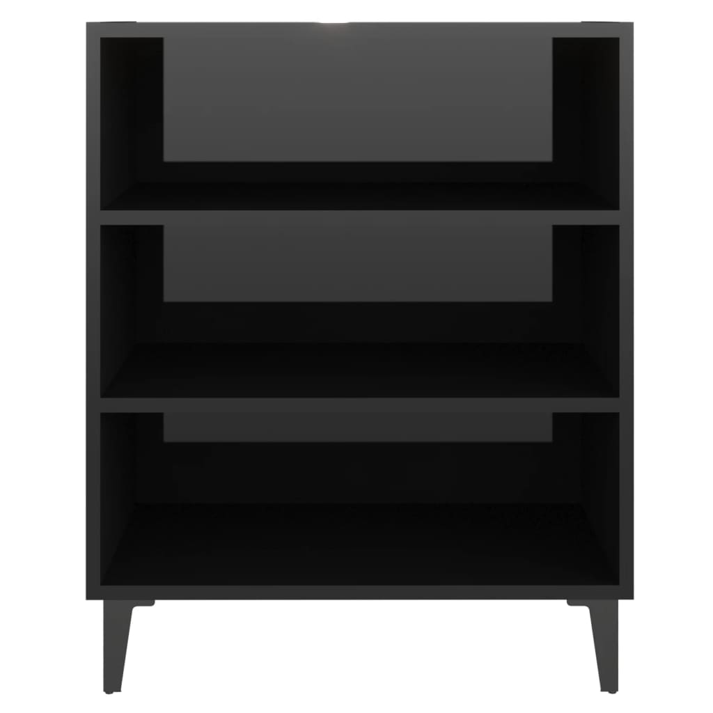 Magasfényű fekete forgácslap tálalószekrény 57 x 35 x 70 cm 