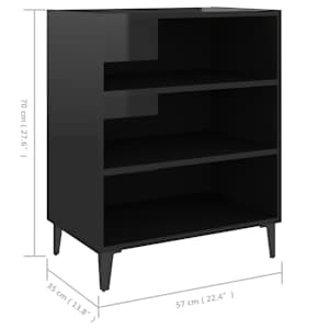Příborník černý s vysokým leskem 57x35x70 cm kompozitní dřevo - obrázek 6
