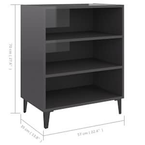 Příborník šedý s vysokým leskem 57x35x70 cm kompozitní dřevo - obrázek 6