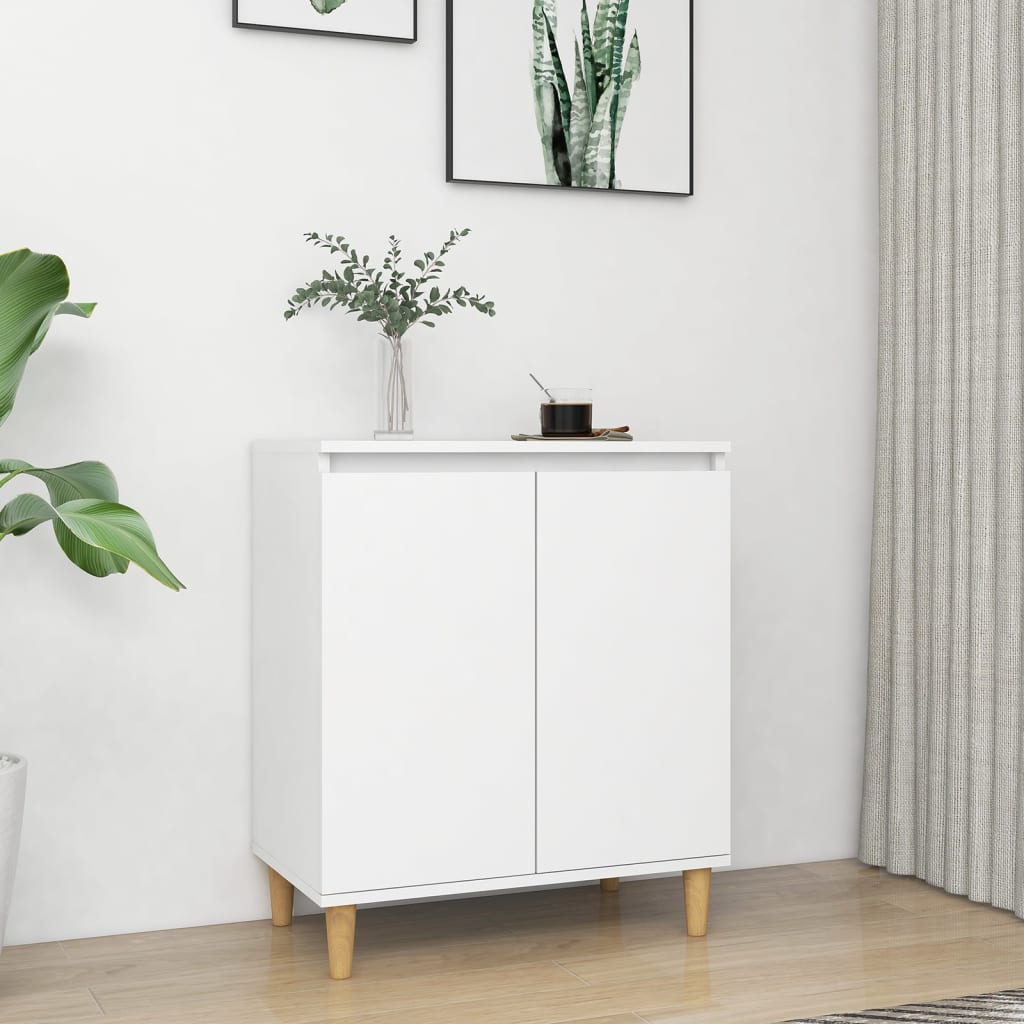 vidaXL Szafka z drewnianymi n�kami, bia�a 60x35x70 cm