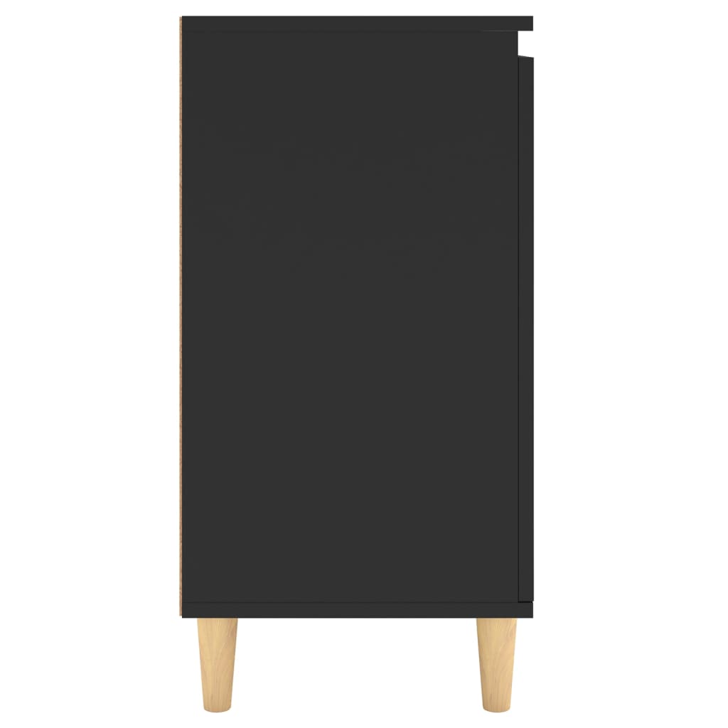 Komoda z lesenimi nogami črna 60x35x70 cm iverna plošča