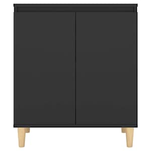 Příborník s dřevěnými nohami černý 60x35x70 cm kompozitní dřevo - obrázek 5