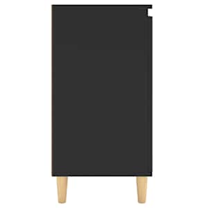 Příborník s dřevěnými nohami černý 60x35x70 cm kompozitní dřevo - obrázek 6