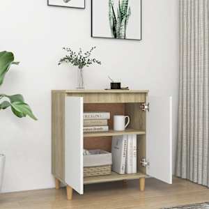 vidaXL &Scaron;oninė spintelė su kojelėmis, balta/ąžuolo, 60x35x70cm, MDP