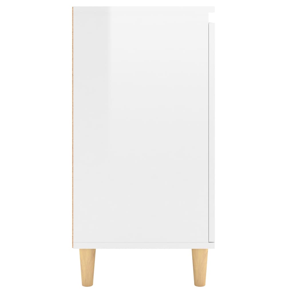 magasfényű fehér tálalószekrény tömör falábakkal 60x35x70 cm