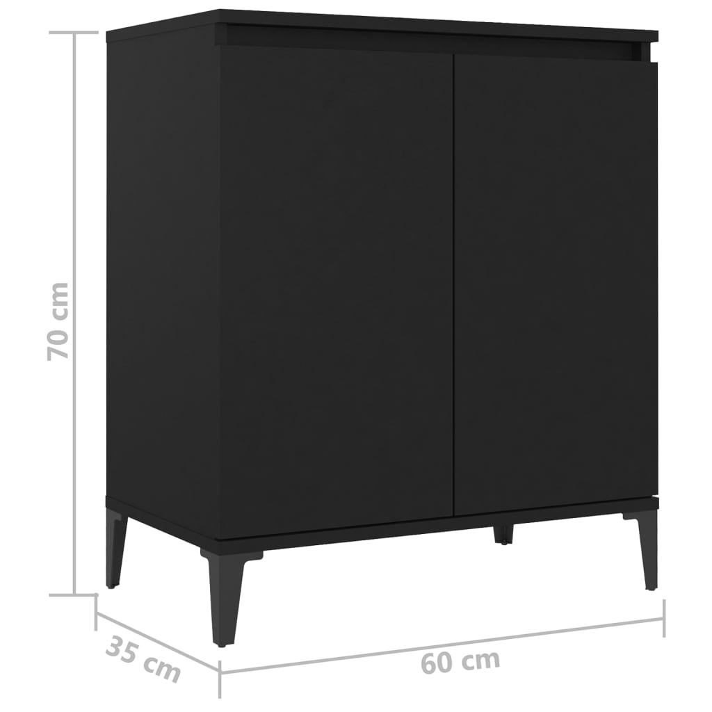 fekete forgácslap tálalószekrény 60 x 35 x 70 cm