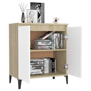 vidaXL &Scaron;oninė spintelė, baltos ir ąžuolo spalvos, 60x35x70cm, MDP