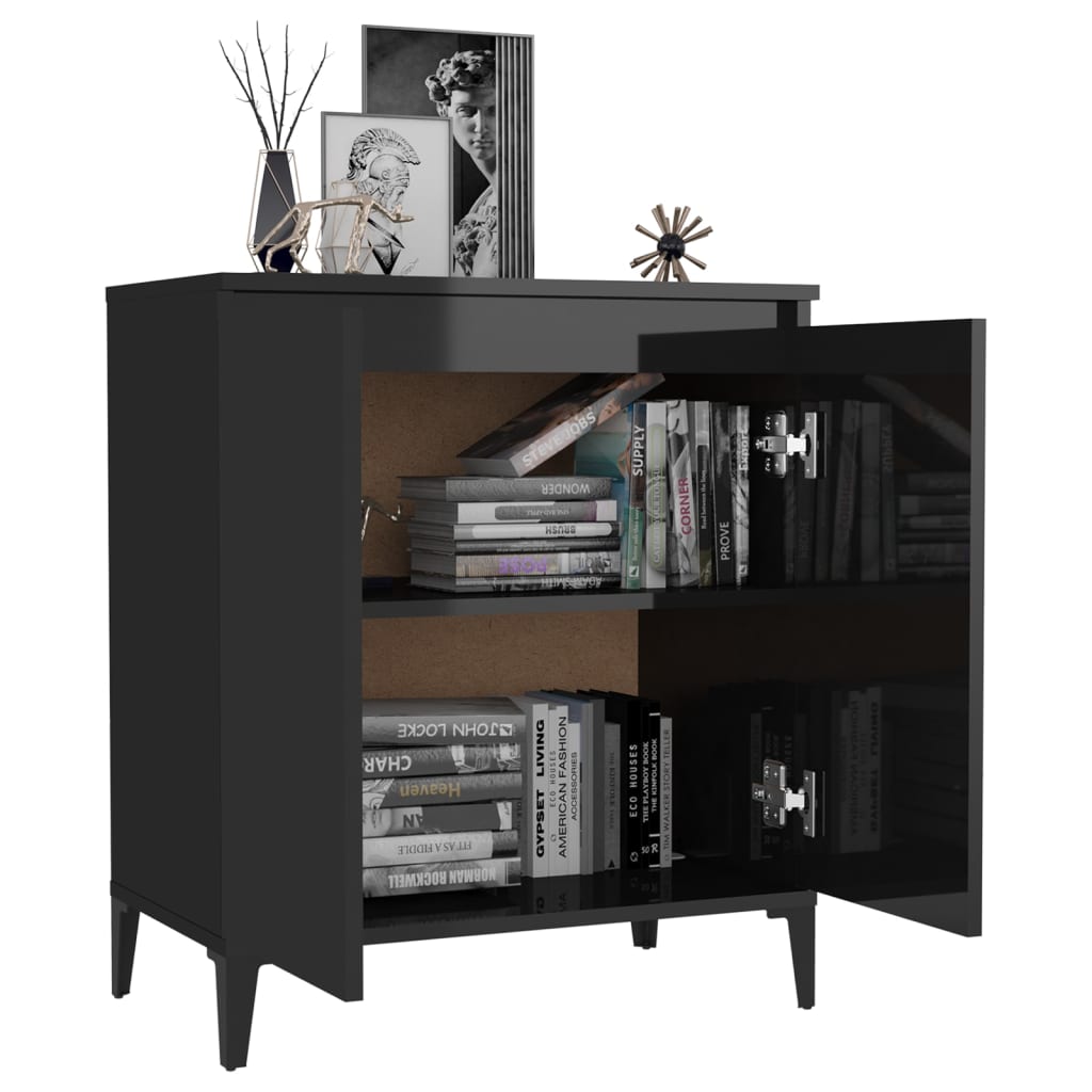 vidaXL Sideboard High Gloss Black 23.6"x13.8"x27.6" Engineered Wood