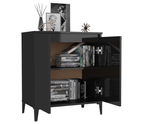 vidaXL Sideboard High Gloss Black 23.6"x13.8"x27.6" Engineered Wood