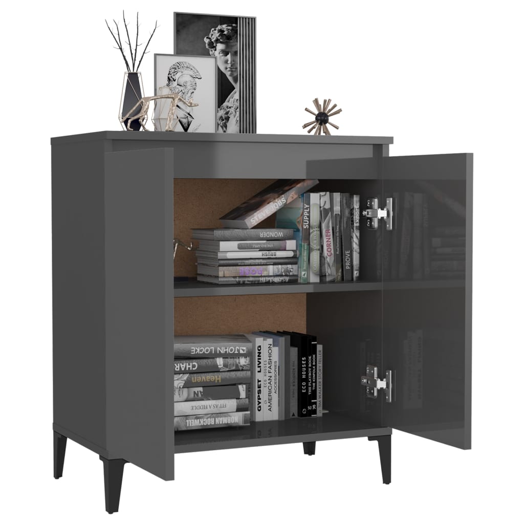 

vidaXL Dressoir 60x35x70 cm spaanplaat hoogglans grijs