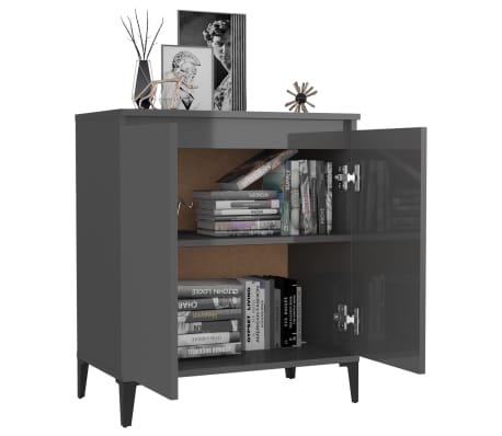 vidaXL Szafka na wysoki połysk, szara, 60x35x70 cm