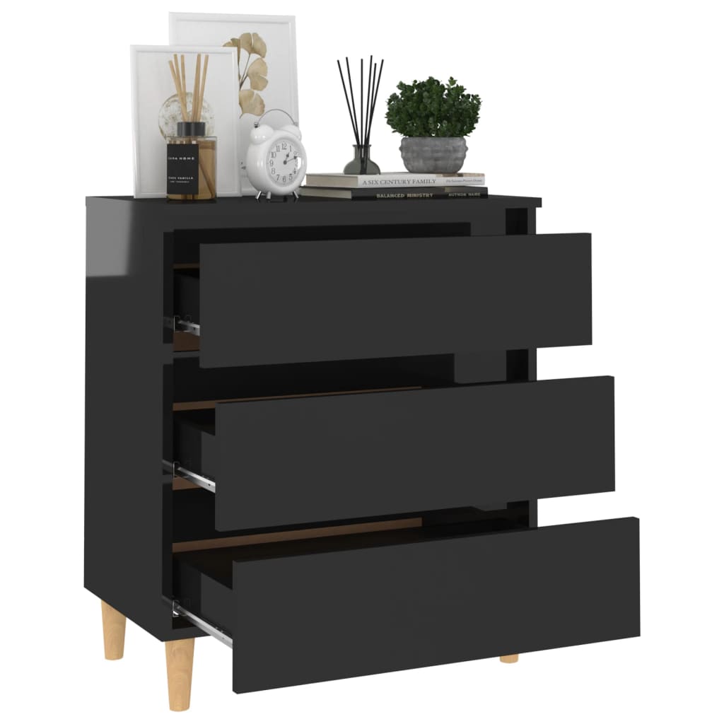 vidaXL Buffet Noir brillant 60x35x69 cm Aggloméré