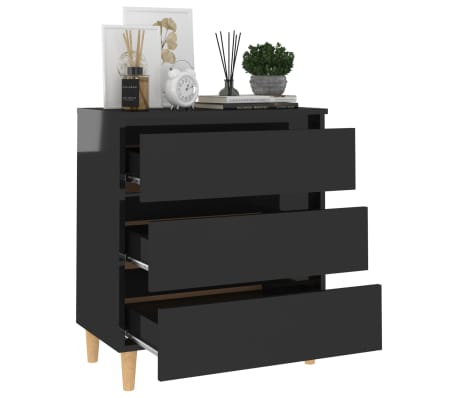 vidaXL Sideboard High Gloss Black 23.6"x13.8"x27.2" Engineered Wood