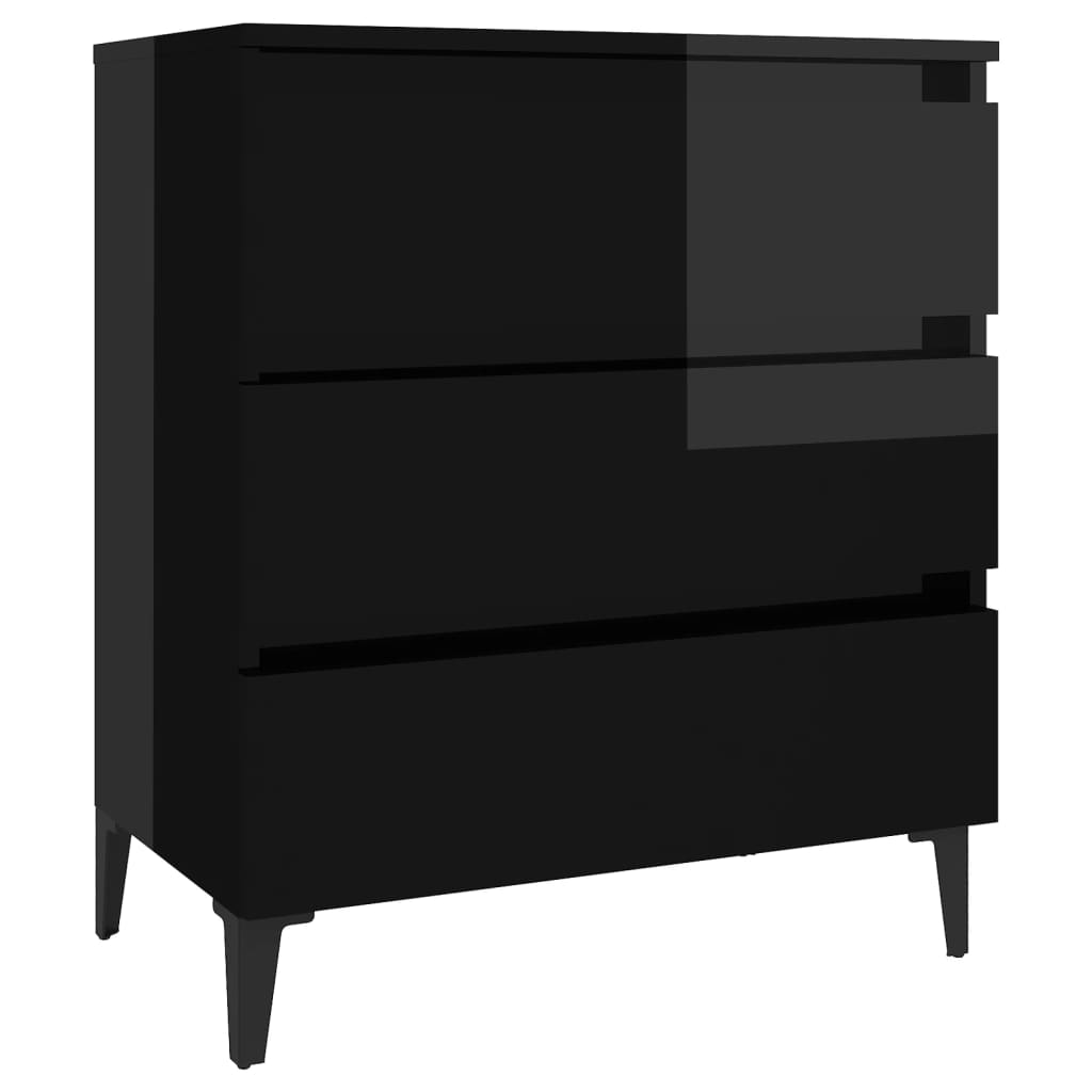 

vidaXL Sideboard High Gloss Black 23.6"x13.8"x27.2" Engineered Wood