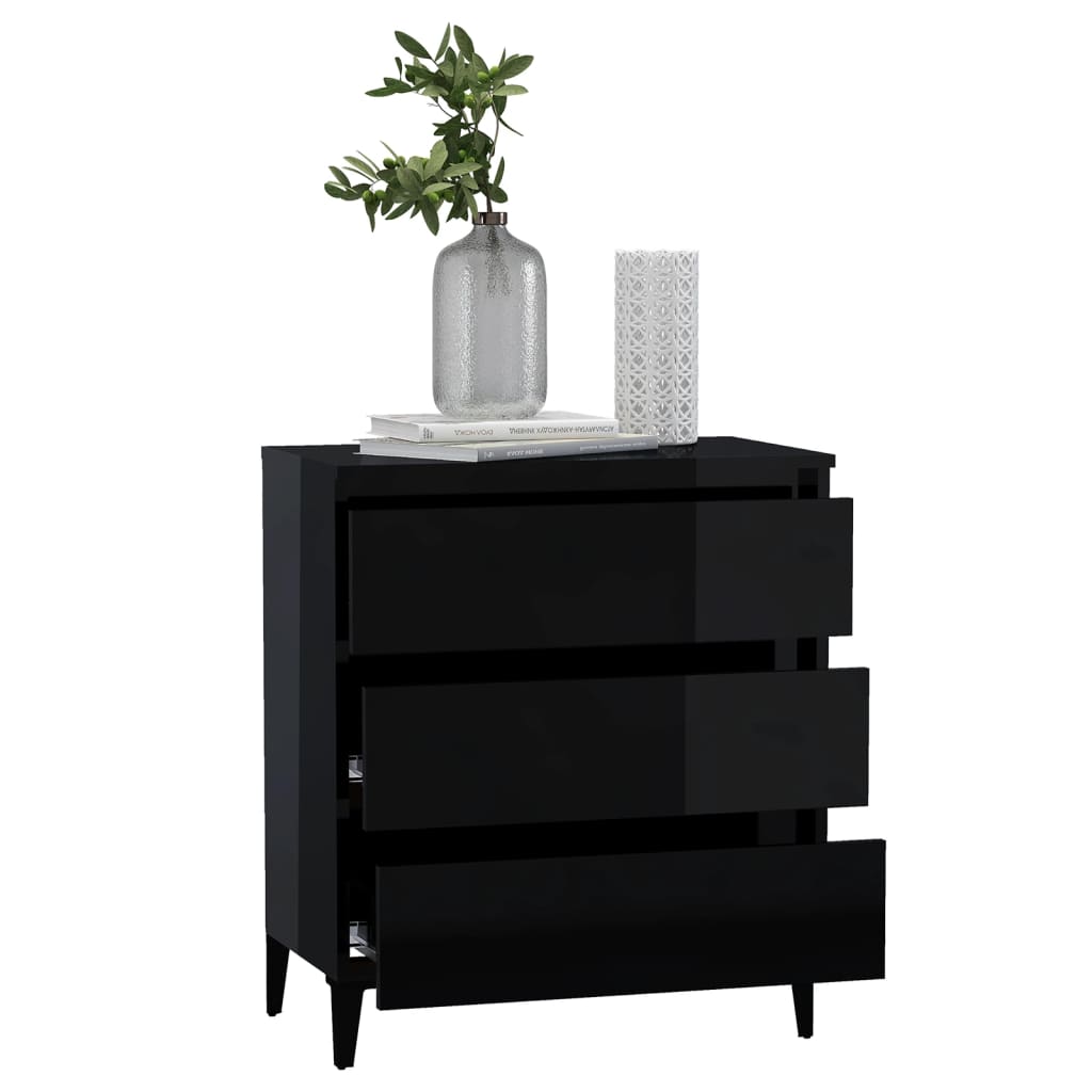 vidaXL Buffet Noir brillant 60x35x69 cm Aggloméré