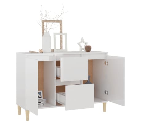 vidaXL Servantă, alb extralucios, 101x35x70 cm, lemn prelucrat