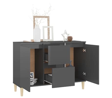 vidaXL Μπουφές Γυαλιστερό Γκρι 101x35x70 εκ. από Επεξεργασμένο Ξύλο