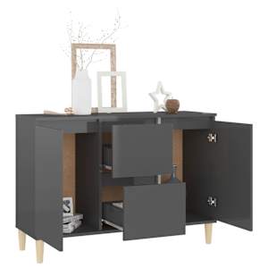 vidaXL Μπουφές Γυαλιστερό Γκρι 101x35x70 εκ. από Επεξεργασμένο Ξύλο
