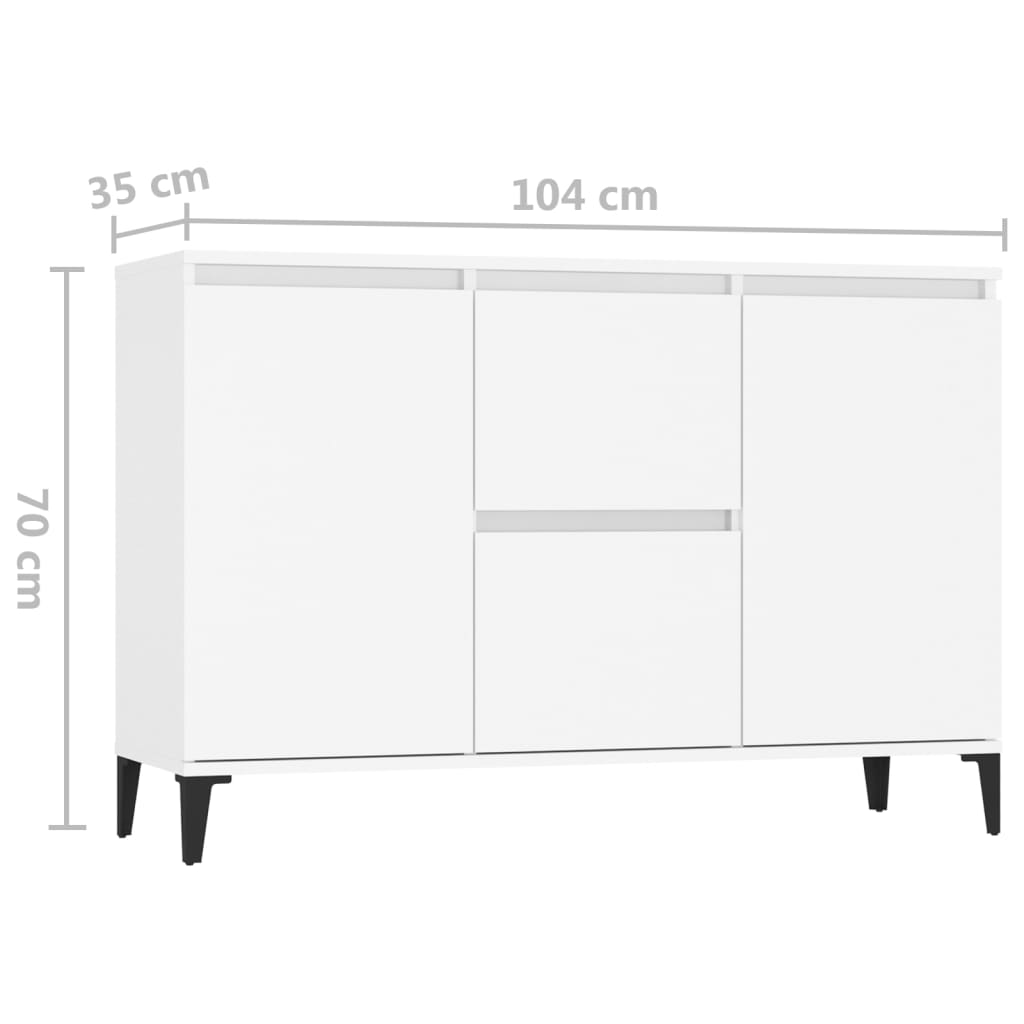fehér forgácslap tálalószekrény 104 x 35 x 70 cm