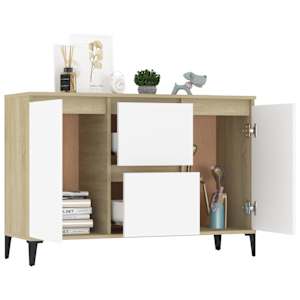 vidaXL &Scaron;oninė spintelė, baltos ir ąžuolo spalvos, 104x35x70cm, MDP