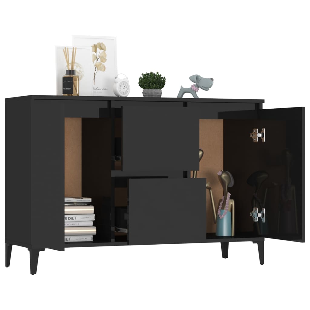 vidaXL Buffet Noir brillant 104x35x70 cm Aggloméré