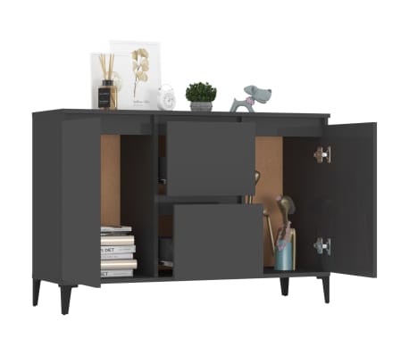 vidaXL &Scaron;oninė spintelė, pilkos spalvos, 104x35x70cm, MDP, blizgi