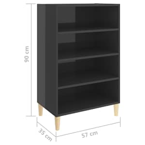 Příborník šedý s vysokým leskem 57x35x90 cm kompozitní dřevo - obrázek 6