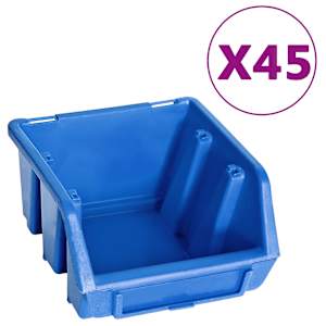 48dílná sada skladovacích zásobníků nástěnné panely modročerná - obrázek 2