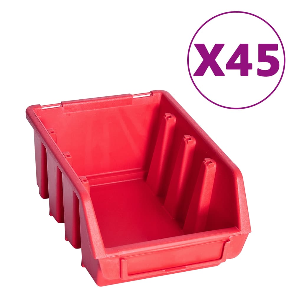 vidaXL Kit de cajas de almacenaje 96 pzas paneles de pared rojo negro