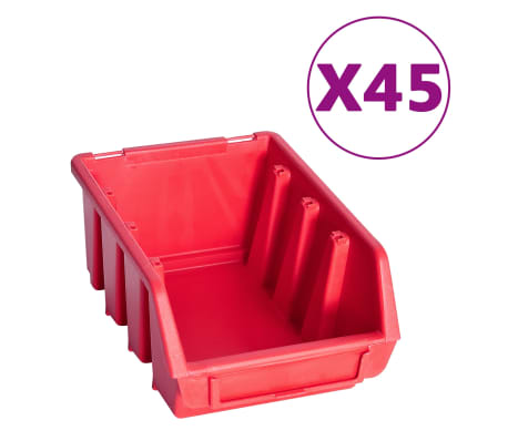 vidaXL Kit de cajas de almacenaje 96 pzas paneles de pared rojo negro