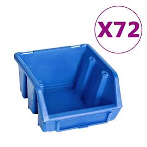 128dílná sada skladovacích zásobníků nástěnné panely modročerná - obrázek 3