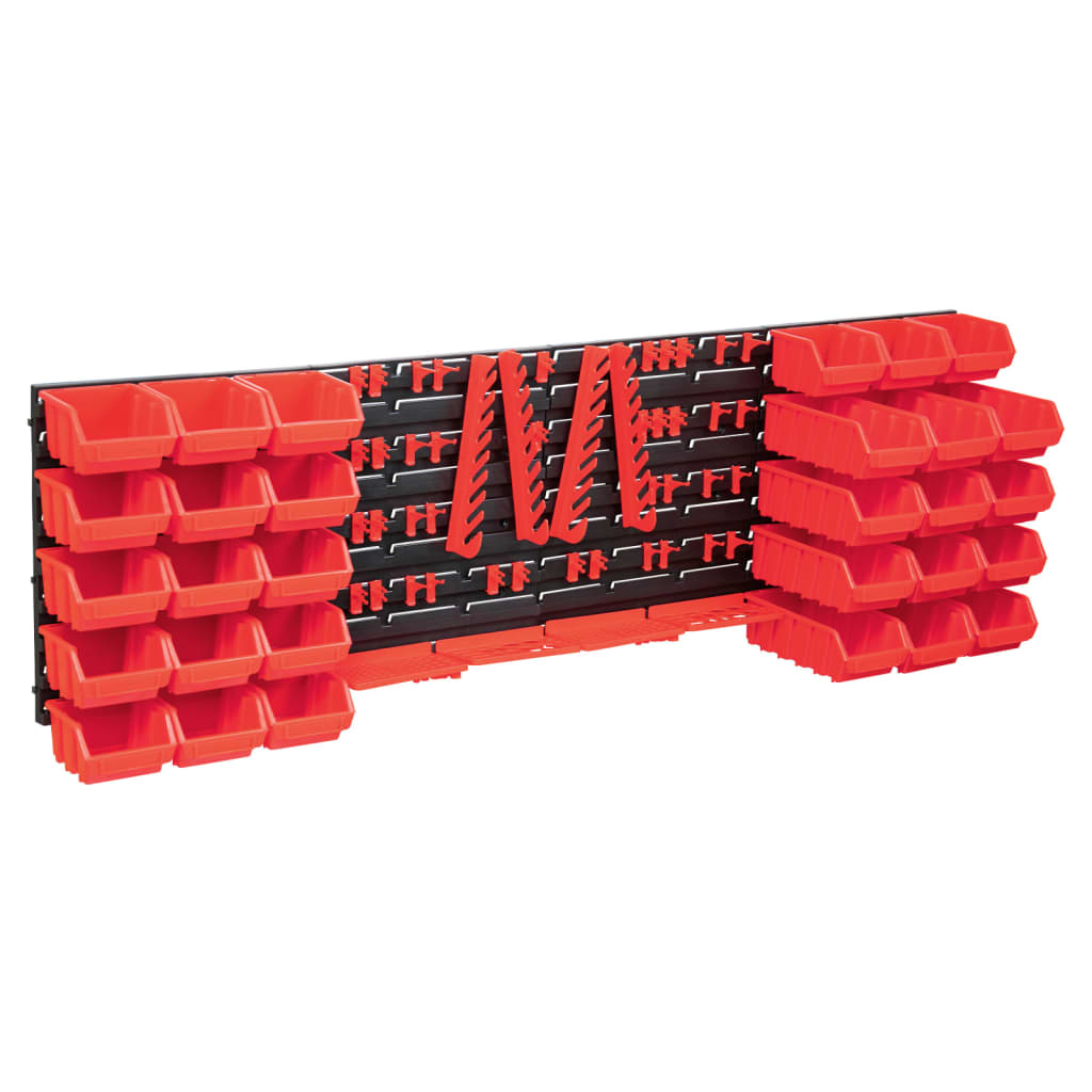 vidaXL Set cutii depozitare 80 piese cu panouri de perete, roșu&negru vidaXL