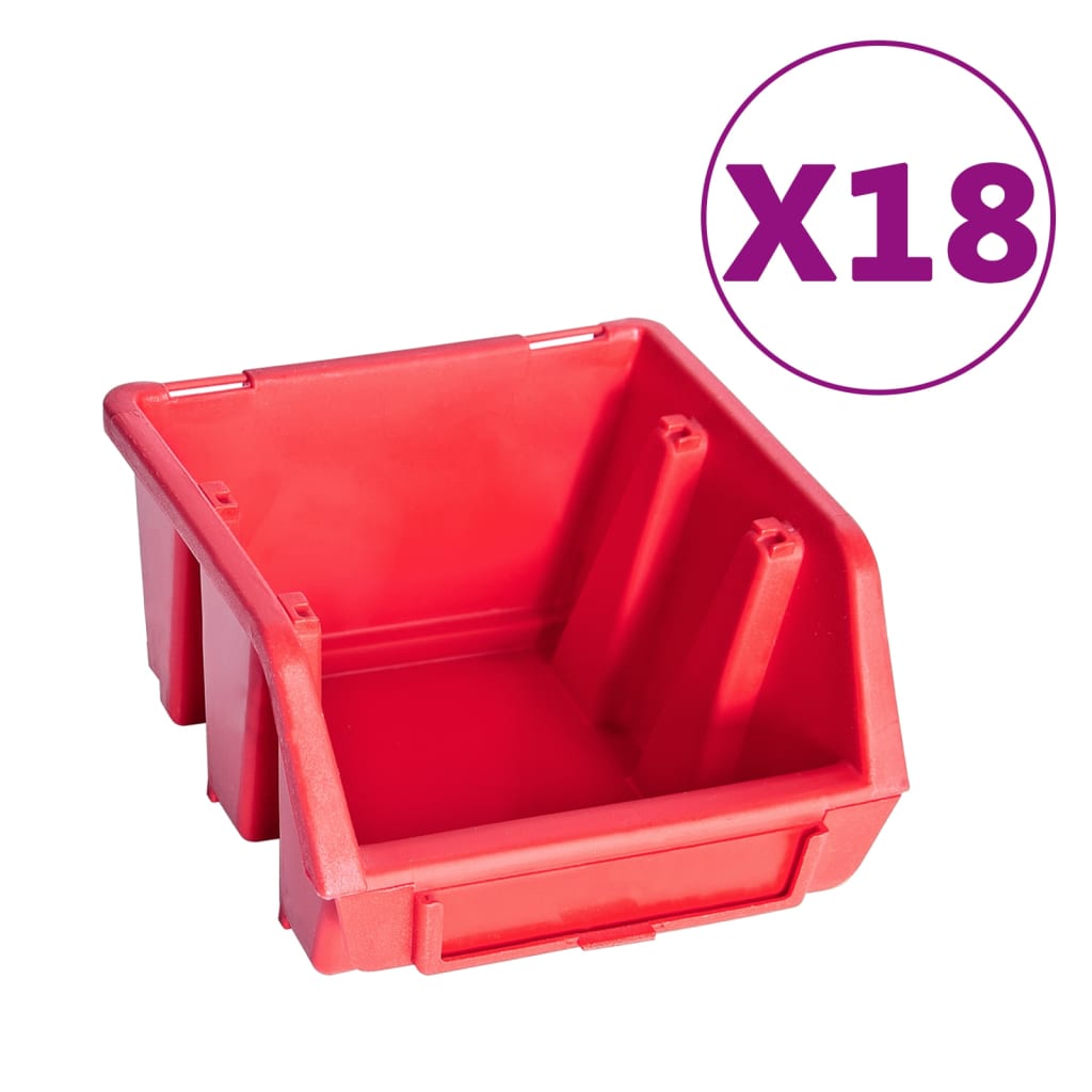 

vidaXL 80-delige Opslagbakkenset met wandpanelen rood en zwart