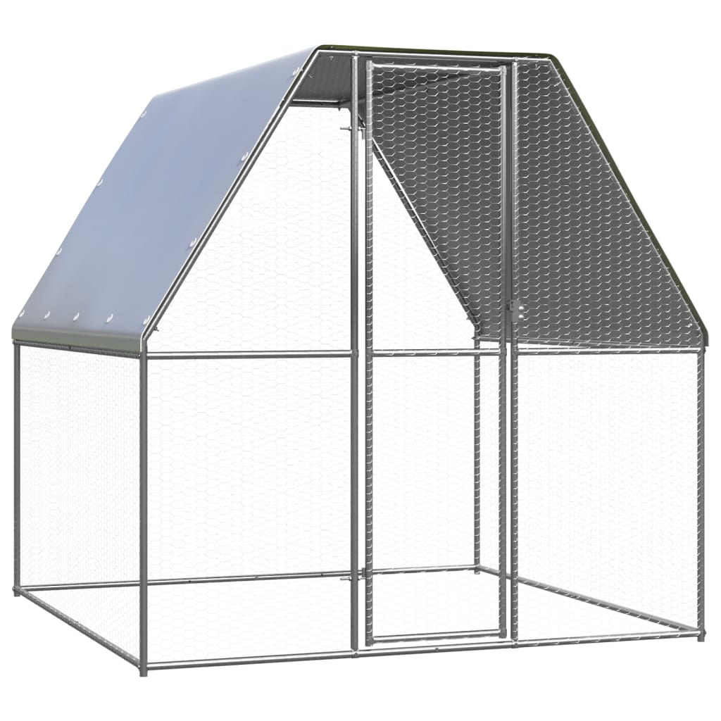 vidaXL Coteț de exterior pentru păsări, 2x2x2 m, oțel galvanizat vidaXL