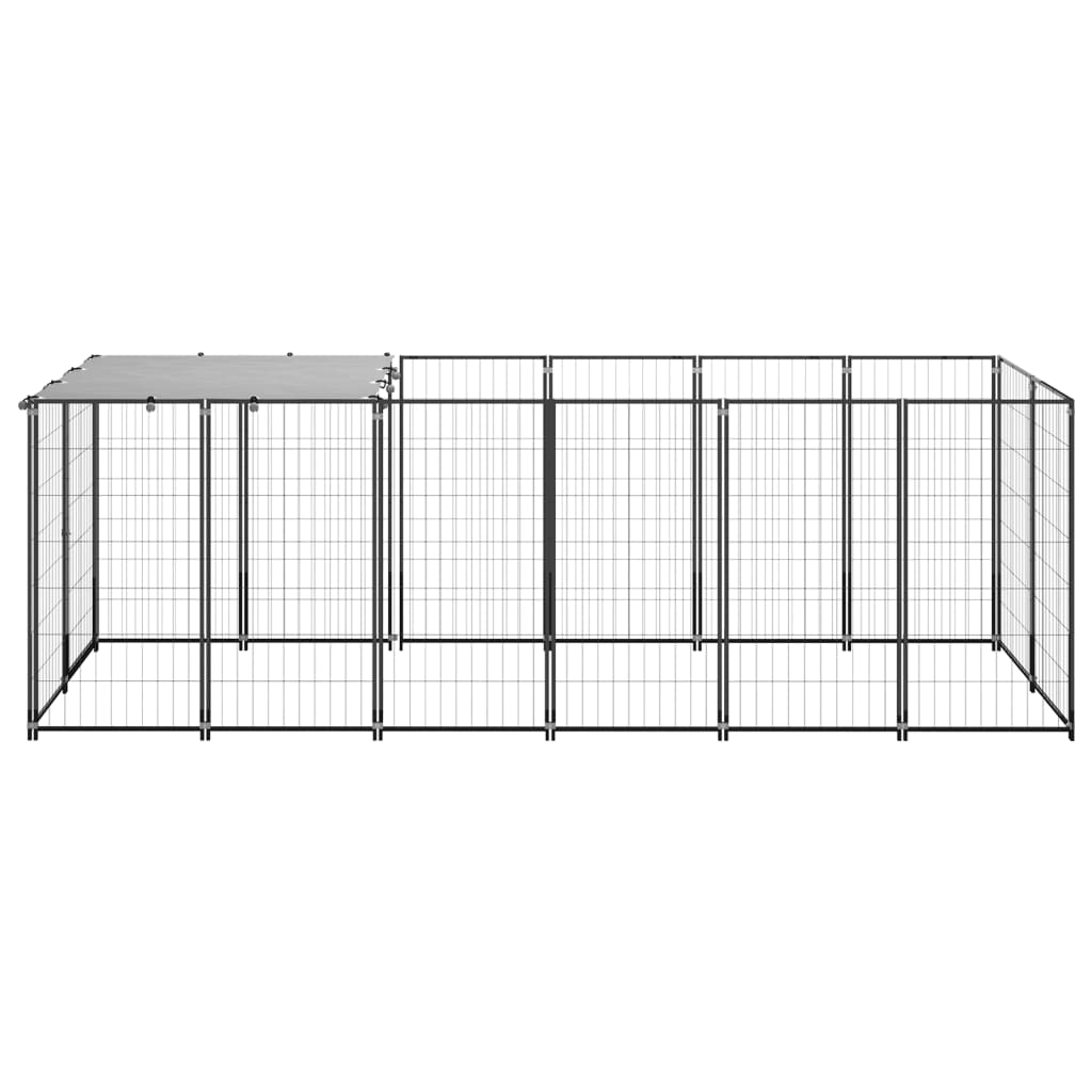 Chenil d'extérieur en acier noir pour chien - Panneaux à maille -  330x110x110 cm - 4m²