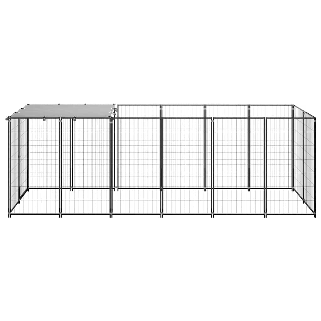vidaXL Hondenkennel 330x110x110 cm staal zwart afbeelding