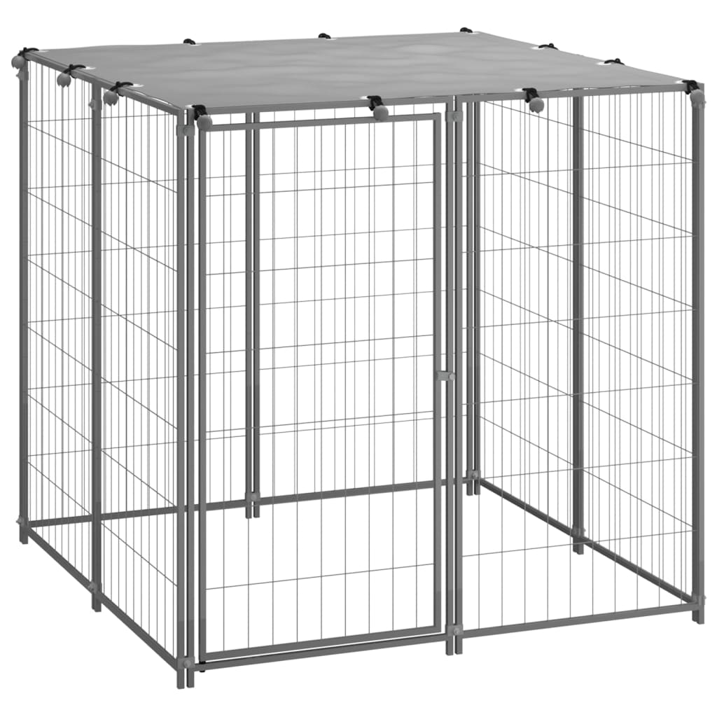 Image of vidaXL Dog Kennel Silver 110x110x110 cm Steel