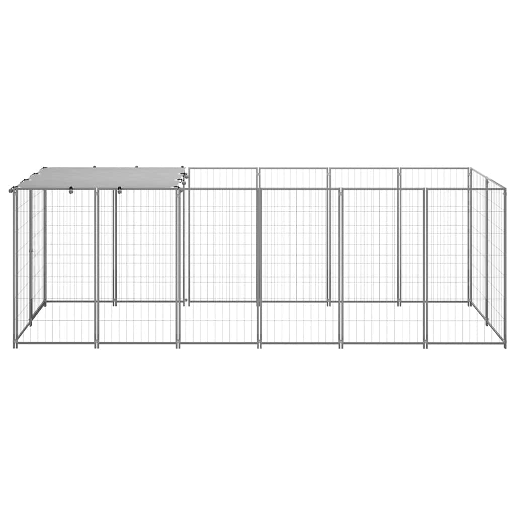 vidaXL Hondenkennel 330x110x110 cm staal zilverkleurig afbeelding