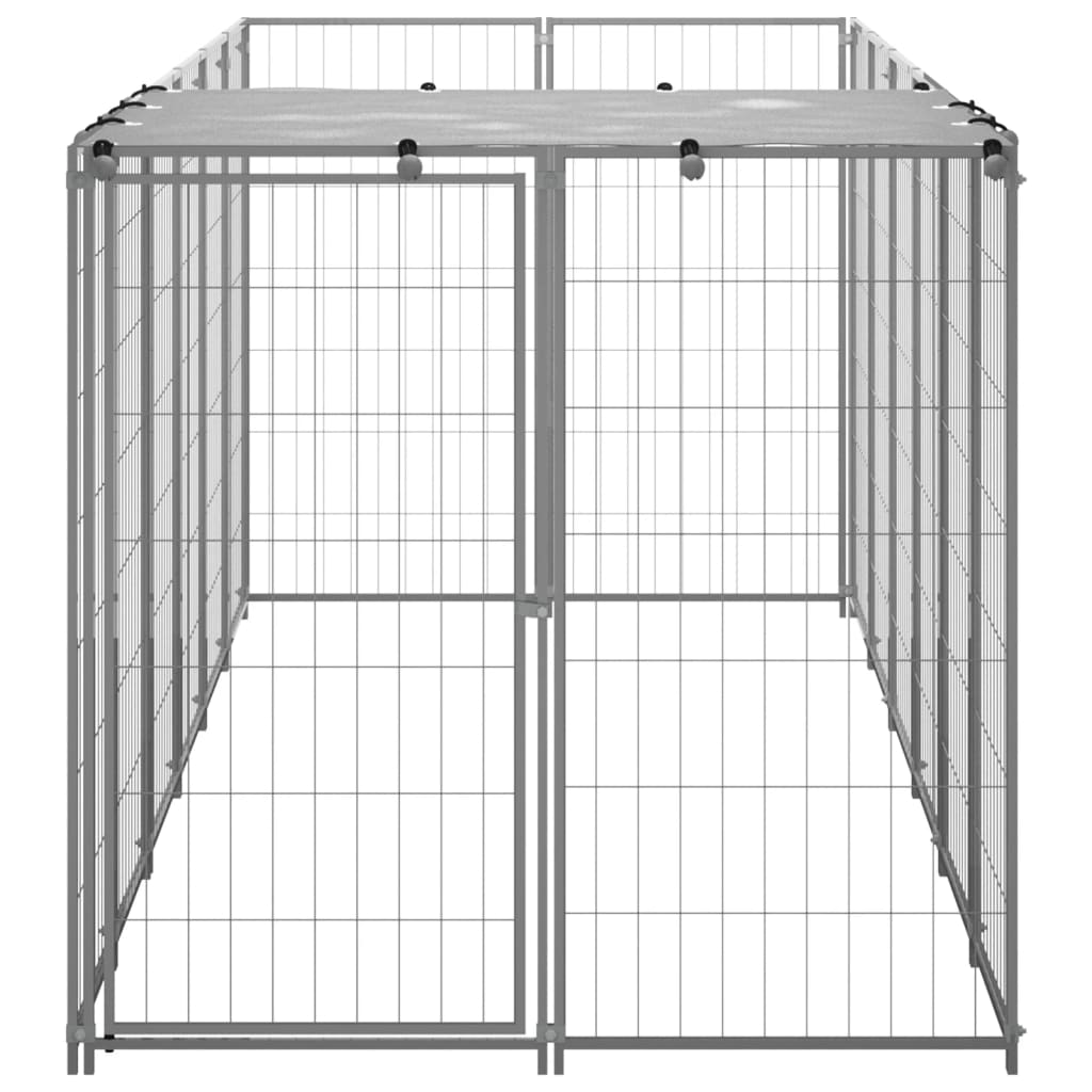 Chenil d'extérieur en acier galvanisé pour chien - Panneaux à mailles - 330x110x110 cm - 4m²