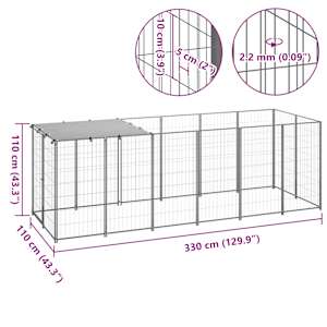 Psí kotec stříbrný 330 x 110 x 110 cm ocel - obrázek 8
