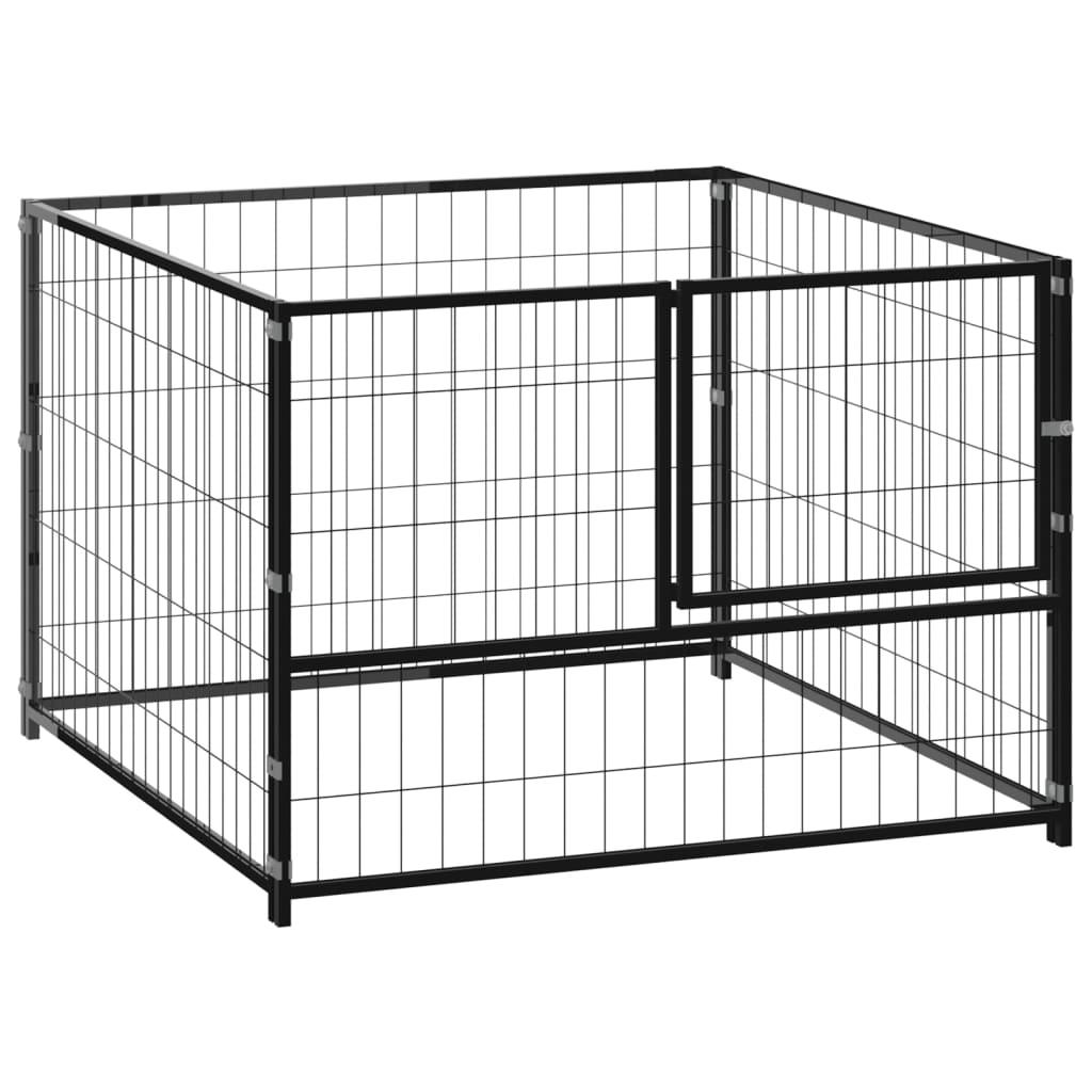 Photos - Dog Kennel VidaXL  Black 39.4"x39.4"x27.6" Steel 