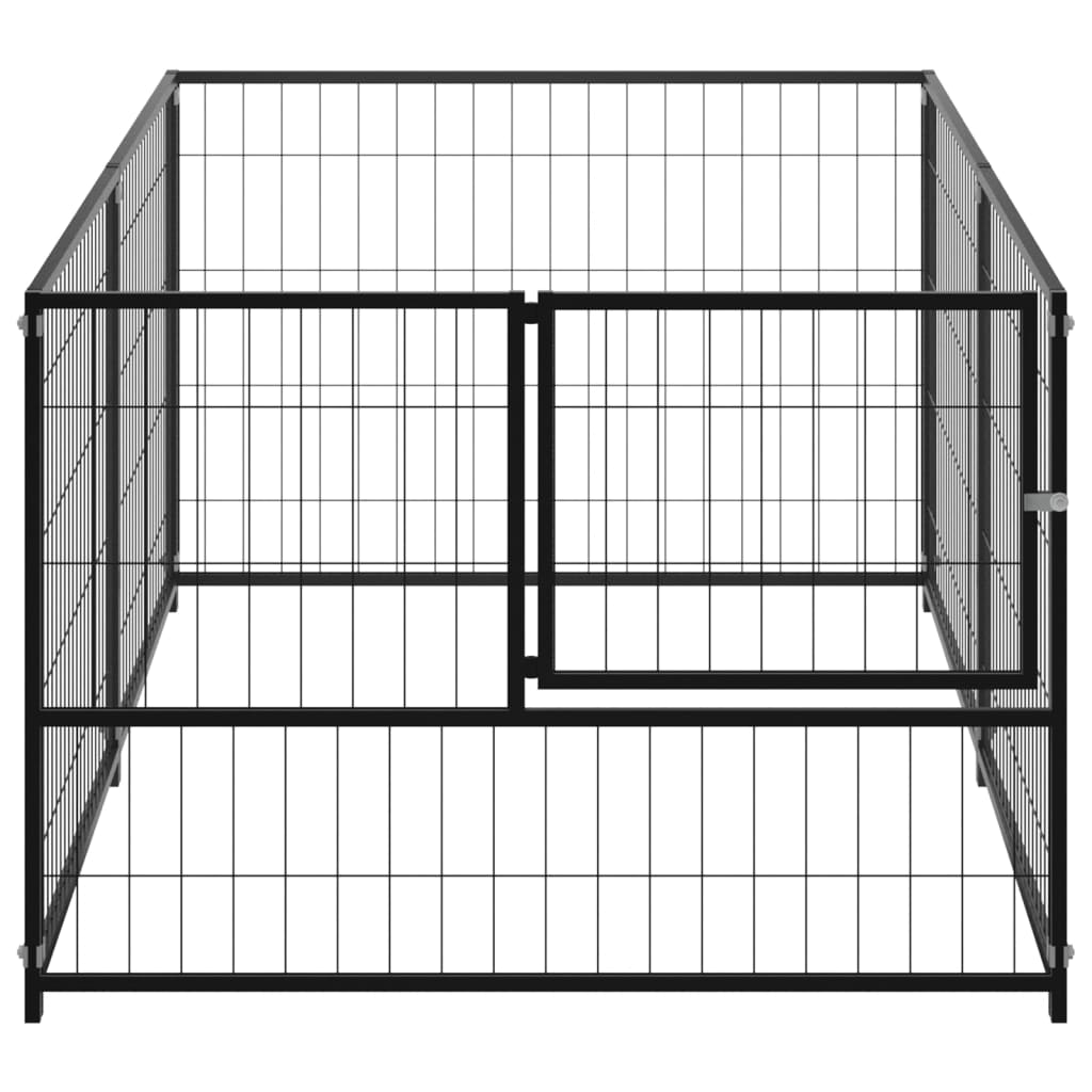 Chenil d'extérieur en acier noir pour chien - Panneaux à mailles - 200x100x70 cm - 2 m²