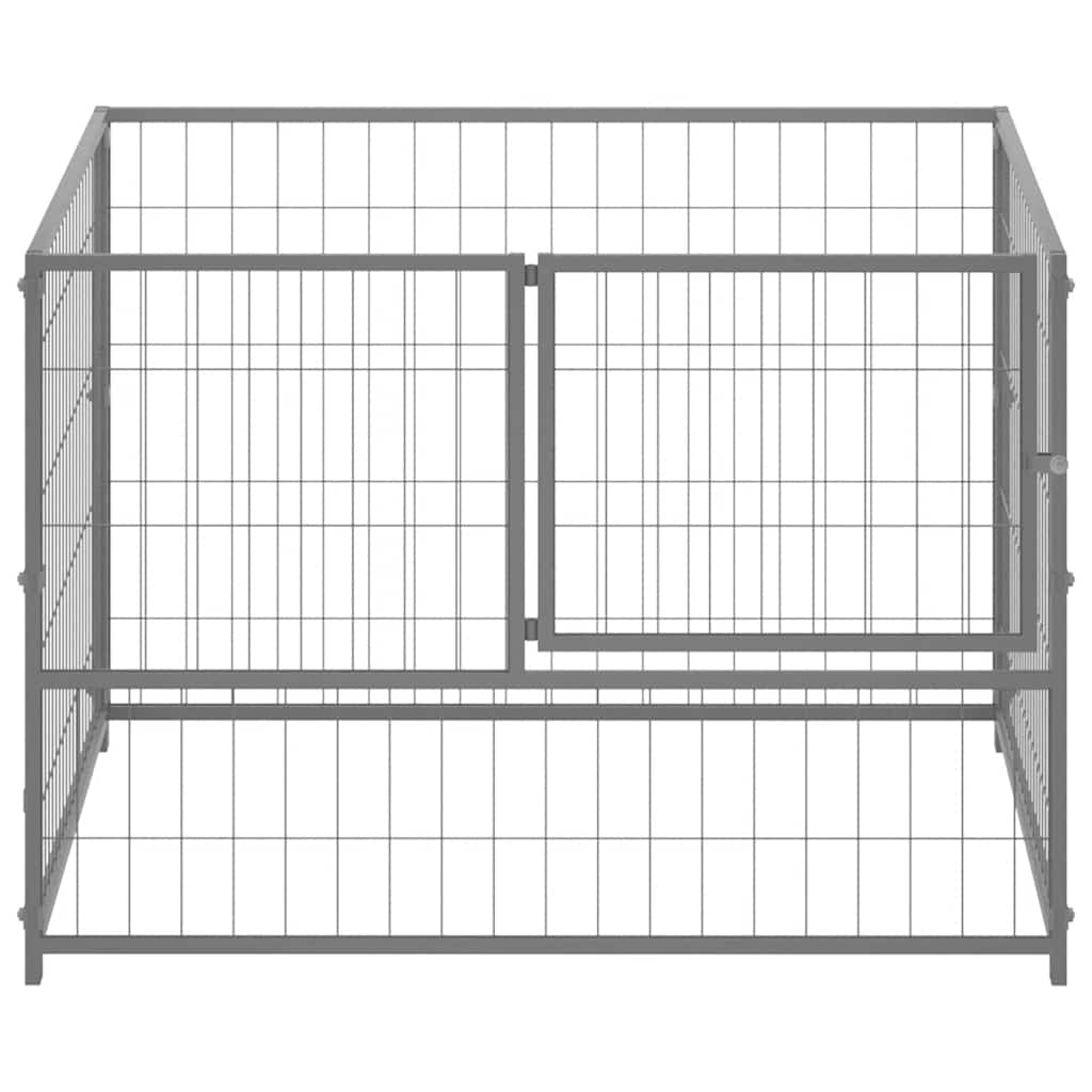 vidaXL Hondenkennel 100x100x70 cm staal zilverkleurig afbeelding