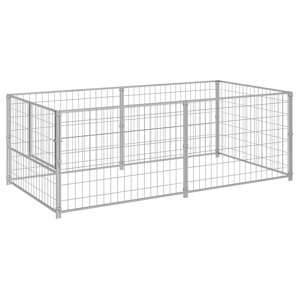 vidaXL Psí kotec stříbrný 200 x 100 x 70 cm ocel