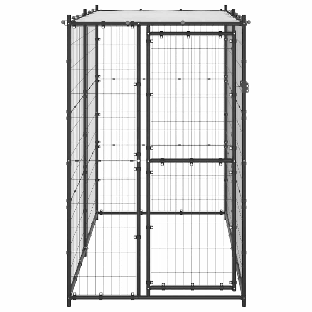 vidaXL Padoc pentru câini de exterior cu acoperiș 110x220x180 cm oțel