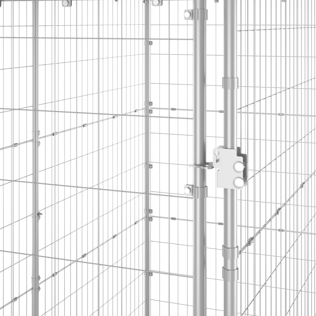 Chenil d’extérieur en acier galvanisé pour chien – Panneaux à mailles – 110x220x180 cm – 13 m²