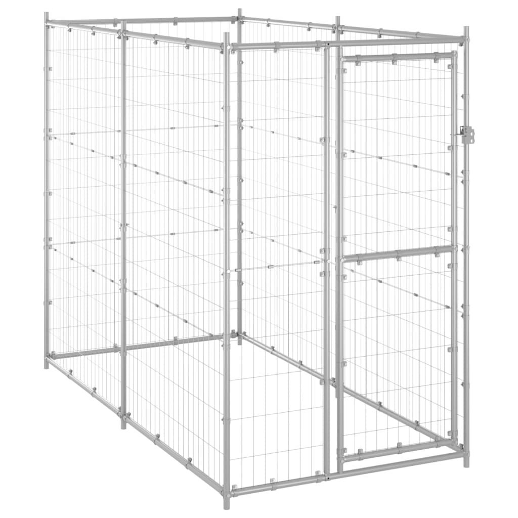 Chenil d’extérieur en acier galvanisé pour chien – Panneaux à mailles – 110 x 220 x 180 - 13 m²